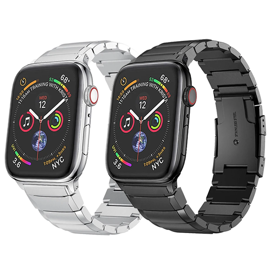 

Folding clasp Stainless steel strap For Apple watch band 44mm 42mm 40mm 38mm Link Bracelet For iWatch Series 4 5 Metal watchband