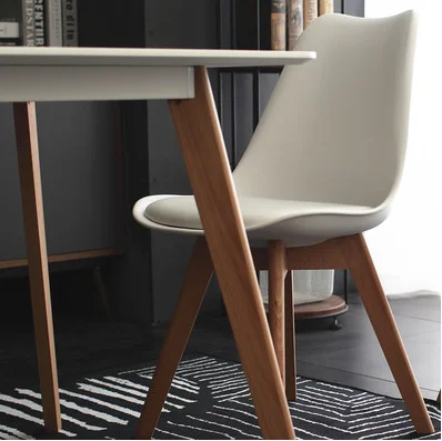 Пластиковая спинка, полиуретановый коврик, буковая ножка, стул Eames, чистый, разноцветный, для гостиной, столовой, стул, уютный, разобранный стул - Цвет: White