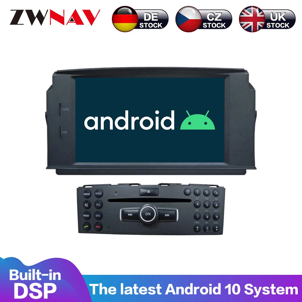 Автомобильный мультимедийный плеер на Android 10 4 Гб + 64 ГБ Gps для Mercedes Benz W204 C200 C180 2007-2010