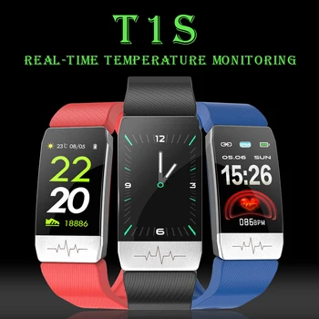 

2020 Sport Bracelet Watch Women Men LED Waterproof T1S Touch IP67 Smart Bracelet Watch Temperature Measurement Fitness Tracker
