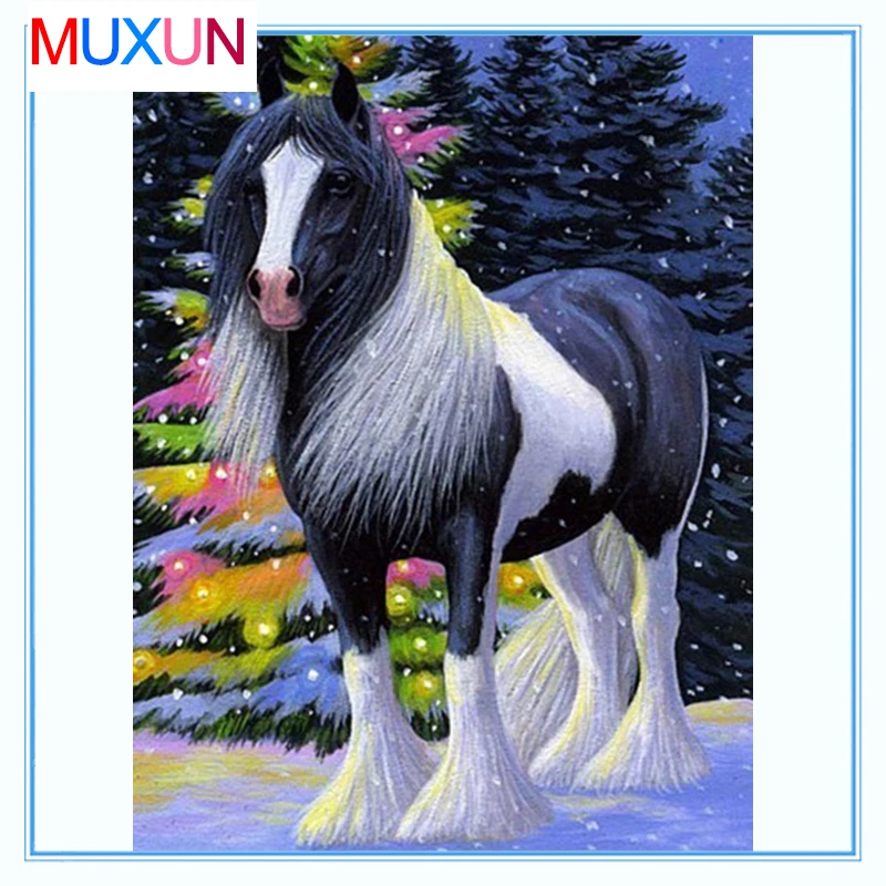 

Muxun 5D Diy Full Diamond Painting Dream Horse Diamond Embroidery Cross Stitch Christmas Tree Mosaic Home Decor Diamond Artlx388