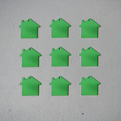 100pcs Wholesale house-shaped dog ID tags blank nameplate puppy cat pendant engraved name logo cute collar dog tags accessories - Цвет: Green