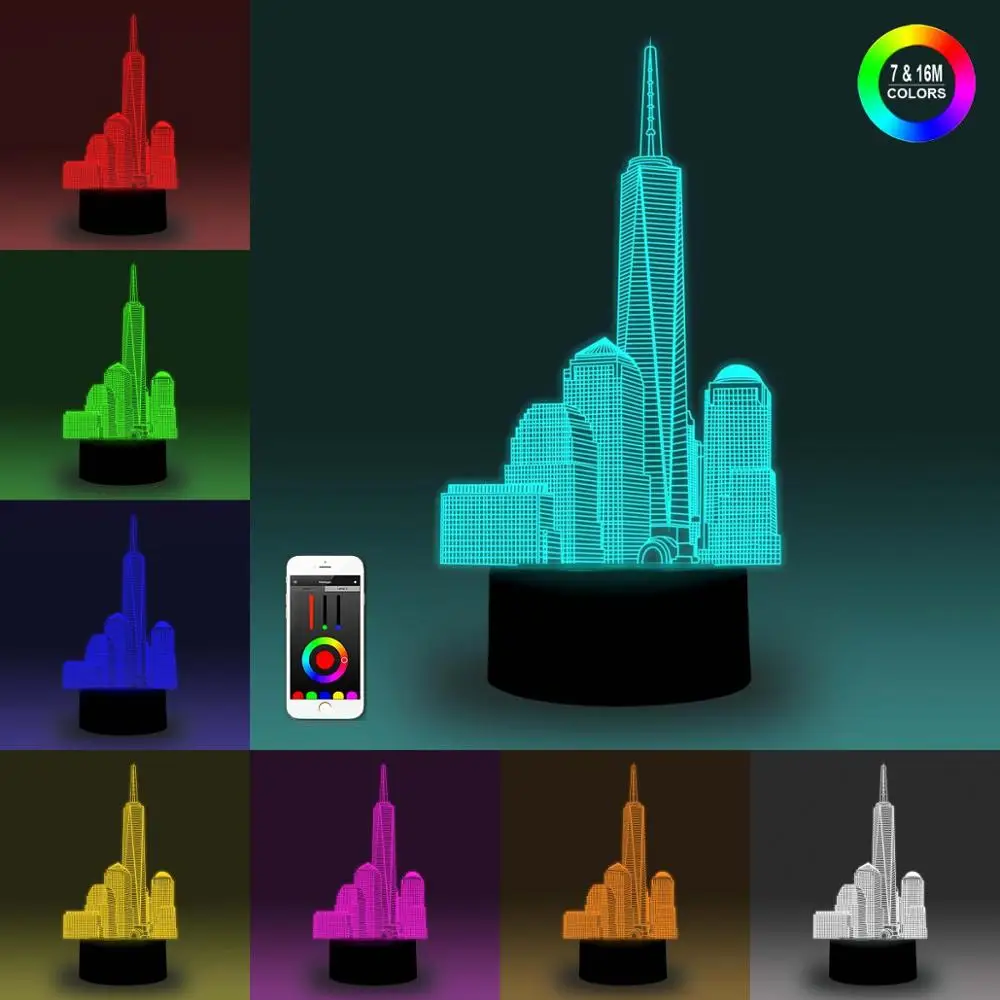 NiteApps 3D башня будж-Халифа ночник стол Иллюзия украшение лампа подарок на день рождения приложение/сенсорный контроль