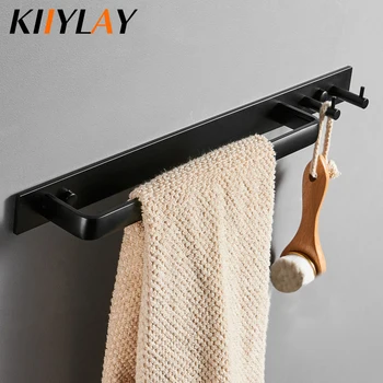 

Wall Hanger Towel Holder Rack bathroom Accessories Hardware Storage Shelf for the bathroom, Aviation Aluminum Black Coated