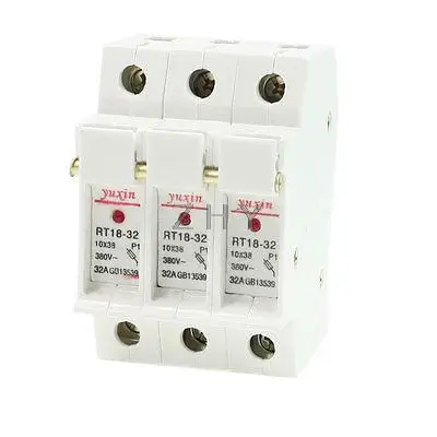 

RT18-32 AC 380V 32A 3 Poles 3P 10x38mm Cylindrical Fuse Holder Base