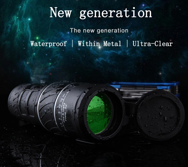 

40x60 HD Optical Monocular Waterproof Mini Portable Hunting Optics Low-Light-Level Night Vision Pocket Focus Powerful Telescope