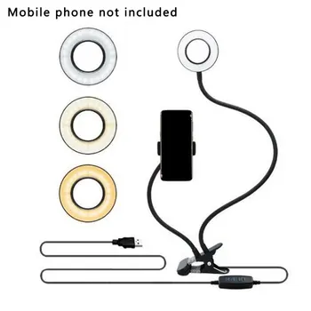 Günstige Clip Auf Led Selfie Ring Licht Mit Handy Halter Flexible Dimmbar Machen Up Lampe Schreibtisch Tisch Lampe Foto Studio Für Live-Stream