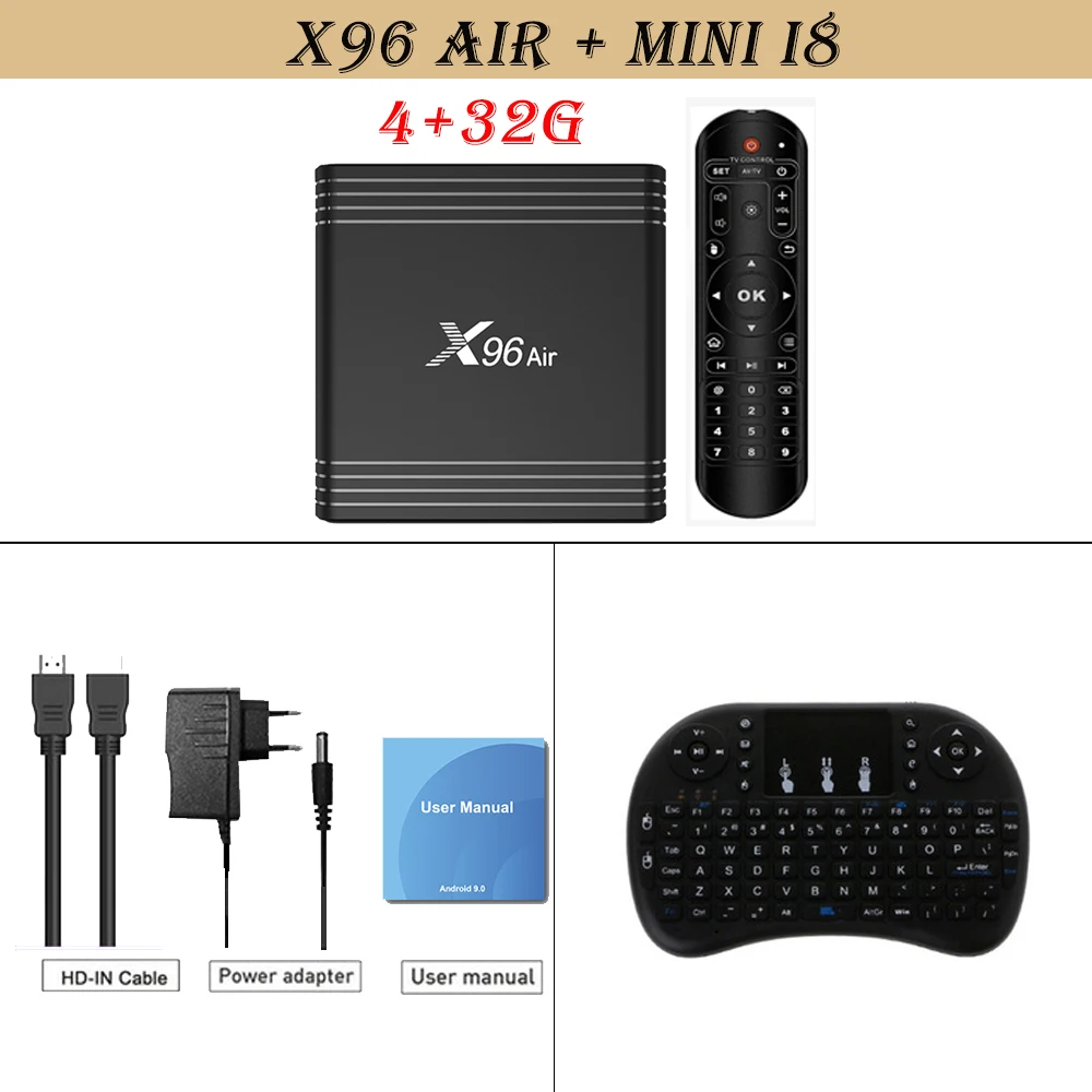 X96 Air 8K Amlogic S905X3 Smart tv BOX Android 9,0 2,4G Wifi 1080P 4K Youtube X96Air телеприставка 4 Гб 64 Гб 32 Гб 2 Гб 16 Гб ТВ приставка - Цвет: 4 32g n mini i8