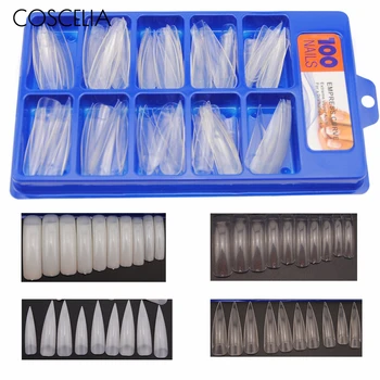 

COSCELIA 100 pcs False Nail Tips Natural French Tips For Nail Acrylic Transparent Half Nail Tip Extension Finger Tools Manicure