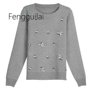 

2020 Autumn Sweater Women Embroidery Knitted Winter Women Sweater And Pullover Female Tricot Jersey Jumper Pull Femme