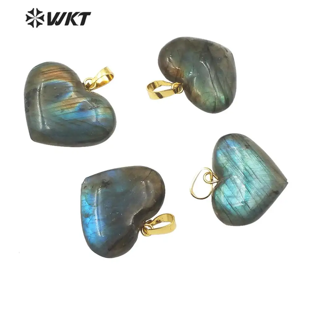 WT-P1506 WKT натуральный камень кулон в форме сердца кулон из Лабрадорита женский модный кулон, ювелирные изделия подарок для леди - Окраска металла: as pic