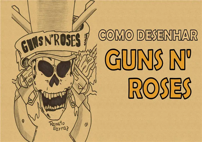 Пистолеты N Roses рок музыкальный постер ВИНТАЖНЫЙ ПЛАКАТ Ретро настенный стикер домашний декор крафт-бумага/кафе/Бар плакат/Ретро плакат - Цвет: Светло-серый