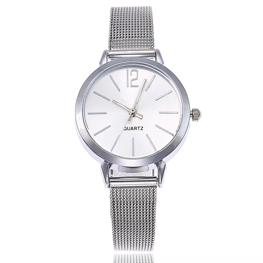 Leecnuo модные женские часы дамский браслет в стиле минимализма часы Элегантные кварцевые повседневные наручные часы женские часы с миланским ремешком - Цвет: Silver