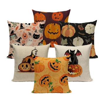 

2020 Halloween Pillow Cover Decorative Case Cushion Cover 45*45 40*40 Throw Pillowcase Linen Home Decor for Sofa Bed