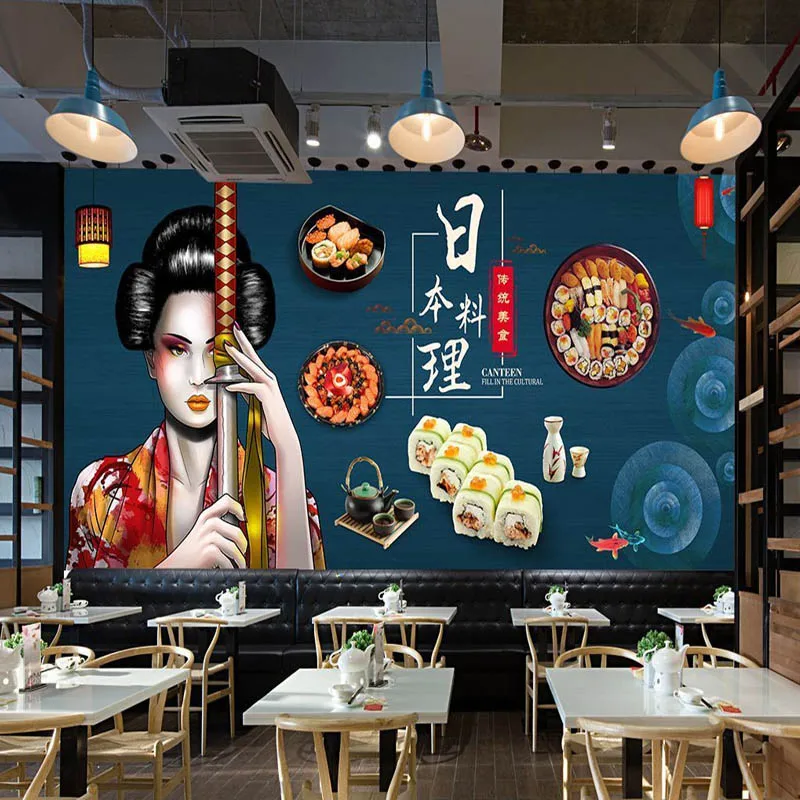 Прямая поставка на заказ Фреска суши кухня фон обои для японского ресторана коммерция обои декор