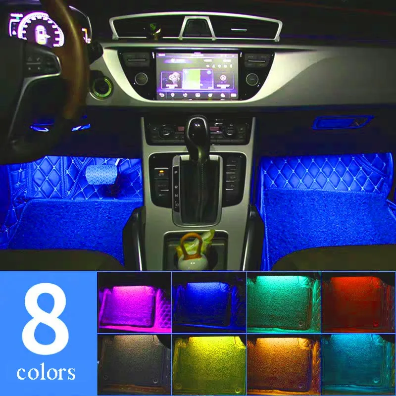 

Car Ambient Floor Foot Light USB/Cigarette Lighter Sound Control RGB 5050 LED Auto Interior Decoration Neon LED Lamp Accessories