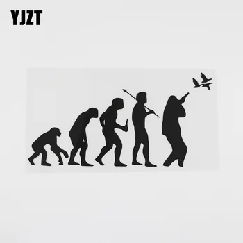 

YJZT 17.2CMX8.9CM Cool Duck Hunting Evolution Decal Vinyl Car Sticker Black/Silver 8A-0595