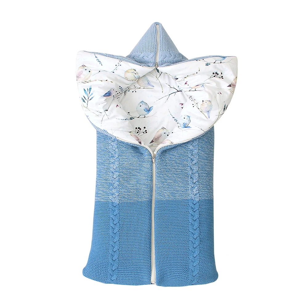 

Newborn Baby Sleeping Bag Envelop Design Blanket Sleep Sack Stroller Wrap Swaddle with Hat Soft Knitted Quilt Blanket for Baby