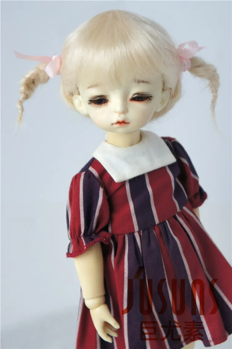 6-7inch Blond M9 JD540 1/6 1/4 1/3 милые BJD мохеровые парики для размера 6-7 дюймов 7-8 дюймов и 8-9 дюймов кукольные модные аксессуары две косички кукольные волосы - Цвет: 6-7inch Blond M9