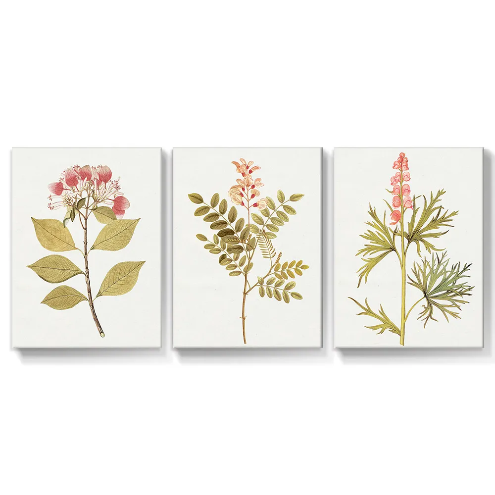 

3 Pieces Watercolor Flowers Golden Leaves Posters Picture Canvas Wall Art Decorative Home Decor Paintings Living Room Decoration
