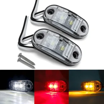 

2pcs Bright LED Car Side Waist Marker Light Yellow White Red Tail Trunk Warning Clearance Light 12V 24V For Trailer Truck Lorry