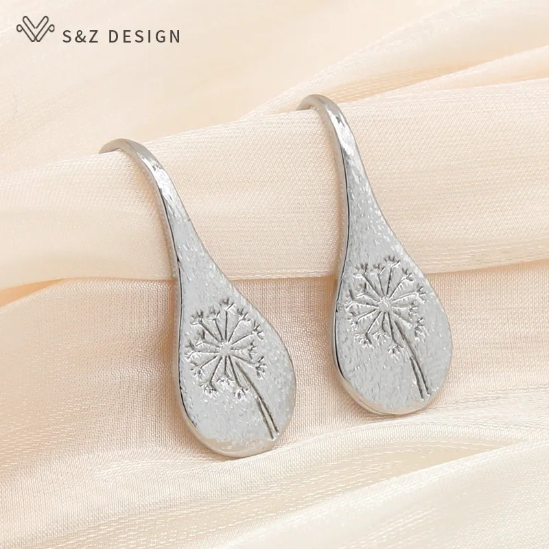 S&Z DESIGN New Bohemia Dandelion Dangle Earrings For Women Wedding Party Jewelry Rose Gold Color Gifts
