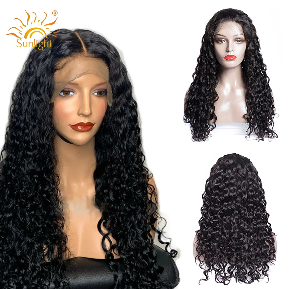 150 плотность воды волна парик 360 кружева фронтальный парик предварительно сорванные с ребенком волосы солнечный свет перуанские Remy человеческие волосы парики для женщин