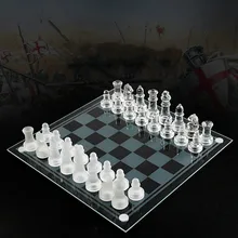Glass Chess Board High Quality Anti-broken Elegant Glass Chess Pieces Chess Game Chess Set Chess Game Large Size 35CM
