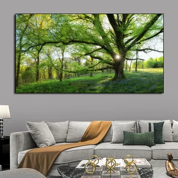 

Modern Nature Green Tree Landscape Paintings Canvas Wall Art Prints Decorative Tree Poster for Living Room Cuadros Home Decor