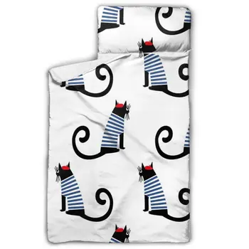

Cute Cartoon Sitting Parisian Cat Mattress Toddler Nap Mat Sleeping Pad Kindergarten Children Bedding Set With Pillow