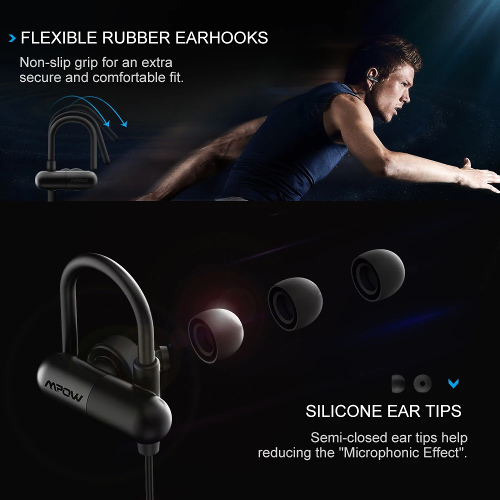 Mpow QY11 Bluetooth наушники беспроводные Bluetooth наушники шейные спортивные наушники с шумоподавлением микрофоном Aptx для iPhone 11