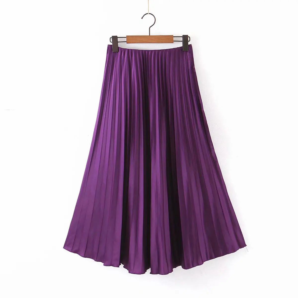 

Europe And America WOMEN'S Dress 2019 Autumn And Winter New Style Short Elegant Pleated High-waisted Big Hemline Skirt A8ts2482