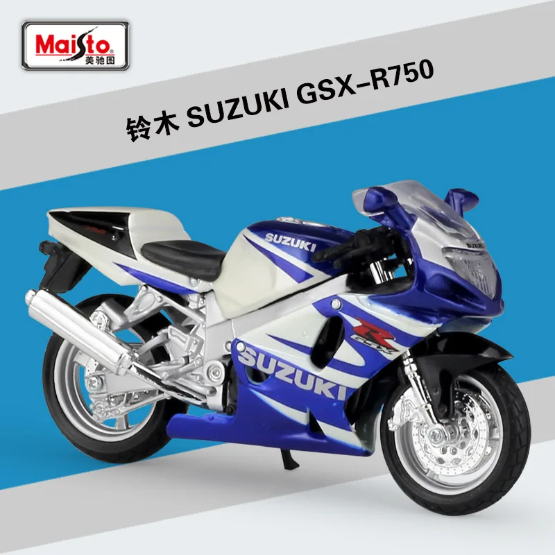 Maisto NEW 1:18 SUZUKI GSX-R750 Alloy Diecast Motorcycle Model Workable Shork-Absorber Toy For Children Gifts Toy Collection