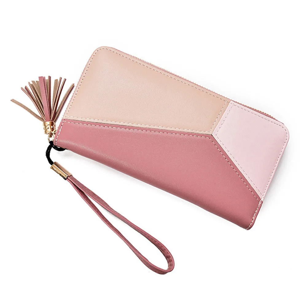 Fashion Wallet Women Tassel Heart Simple Zipper Purses Long Purse Section Clutch Wallet Soft PU Leather Money Bag Dropship