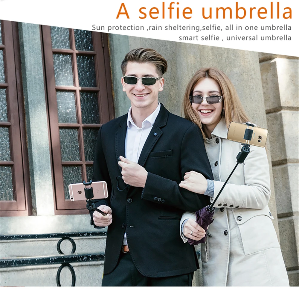 Creative self-timer umbrella vinyl anti-UV folding umbrella female windproof umbrella self-timer function umbrella