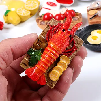 

Food Refrigerator Magnet Lobster Pot Pan Japan Rose Bread Milk 3D Fridge Magnet Sticker Travel Souvenir Kitchen Home Decoration