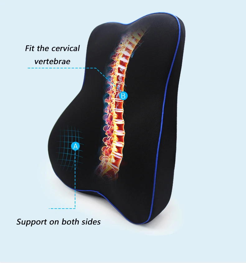 2PCS/SET Back Neck Pillow for Car Seat Space Memory FoamRelieve Shoulder and Neck Pressure Non-slip Office Car BackRest Pillow