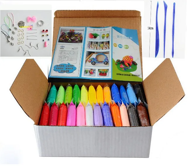 24 color box 24 colors/lot Soft Clay Polymer Modelling NEW Clay With Tools Good Package Special Toys DIY Polymer colorful blue Clay Playdough - Цвет: 24 color box