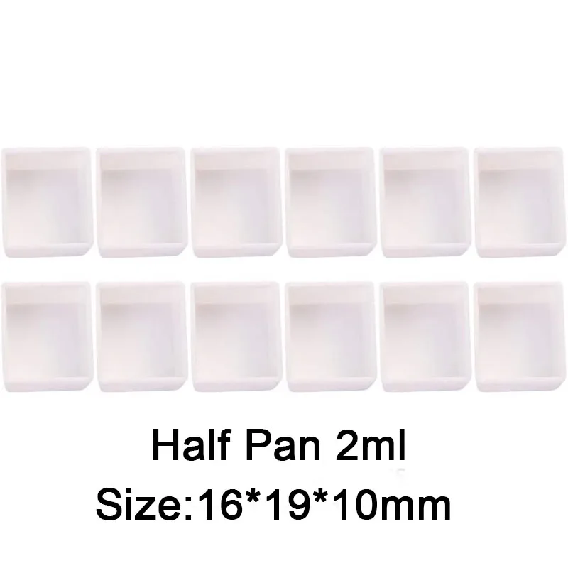 25/50/100pcs 2ml White/Transparent Color Empty Plastic Half Pan Watercolor Paint Grid Pans for Watercolor Acrylic Oil Paints 5