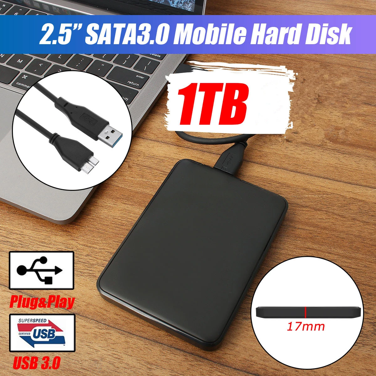 

2.5 External Hard Drive USB3.0 HDD HD Hard Disk 1TB/2TB Mobile Hard Disk HDD Storage Devices For Macs Computer Desk Laptop