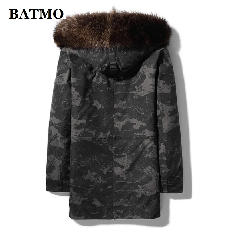 BATMO, Новое поступление, зимняя мужская парка с воротником из натурального меха енота и подкладкой из меха норки, мужская шуба, 9629