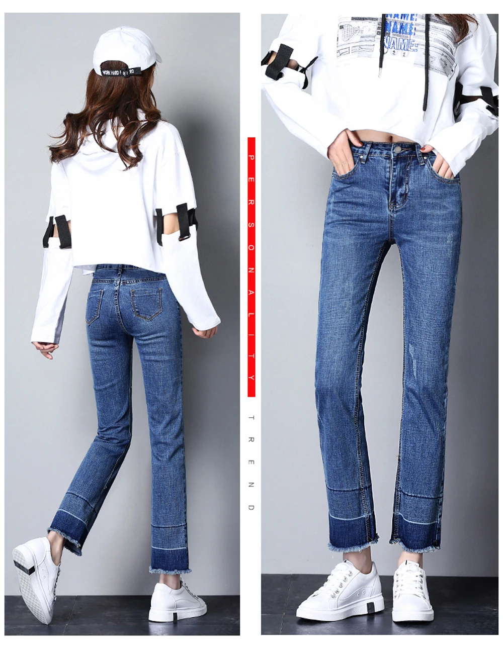 ZSRS, прямые джинсы, женские, осень, стиль, свободные, широкие, с кисточками, с высокой талией, по щиколотку, брюки