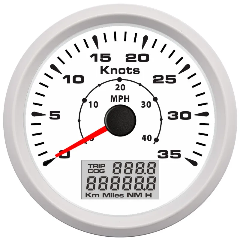 White 35Knots 85 мм gps датчик скорости 35 узлов 40 MPH скорость одометры с 7 цветов подсветка 12 в 24 В для автомобиля Грузовик Мотоцикл - Цвет: White 35Knots