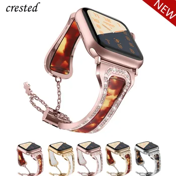

Stainless steel Band for Apple Watch 4 band 40mm 44 mm iWatch band 38mm 42mm Diamond Resin bracelet strap for Apple watch 3 2 1