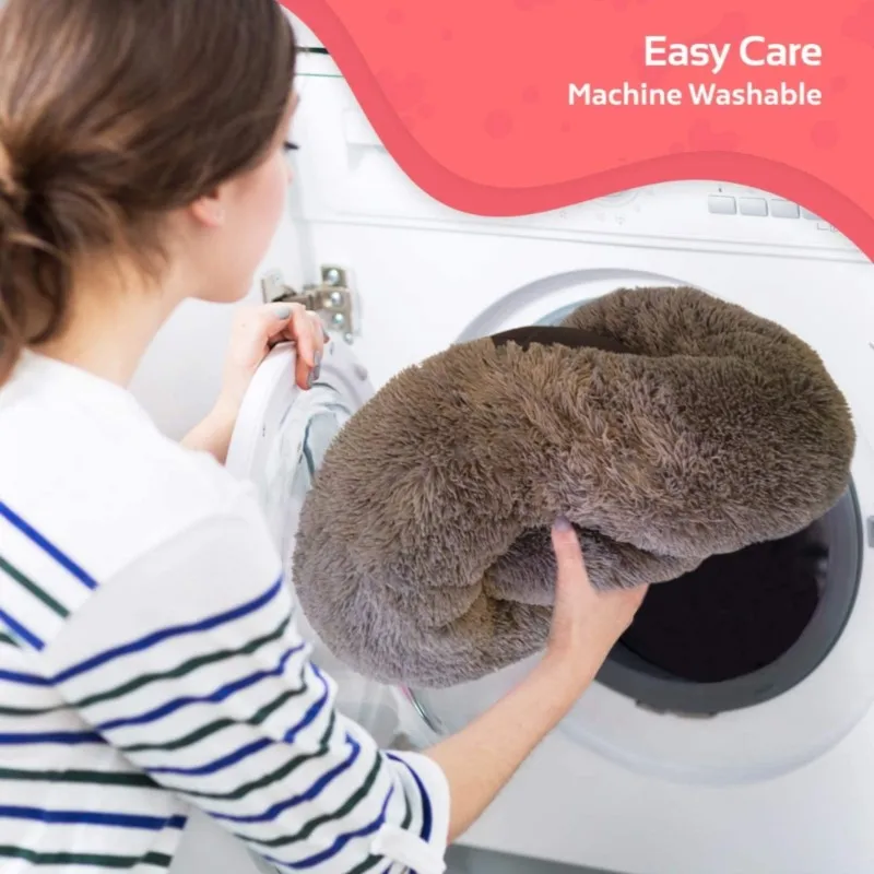 Round Dog Bed House Long Plush Basket Fluffy Sofa Pet Bed for Samll Large Dogs Cat Winter Warm Puppy Cushion Kennel Pet Supplies