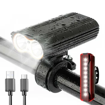 

2400 Lumen Bike Light Kit USB Rechargeable 18650 Battery Bicycle Headlight Waterproof LED Headlight MTB Bike Accessories