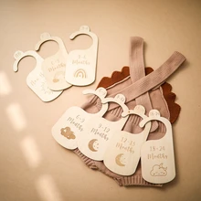 

7Pcs Baby Closet Organizer Newborn Cartoon Nursery Wardrobe Divider Wooden Hangers pattern coat hanger partition board