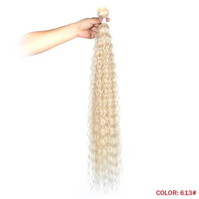 FASHION IDOL Loose Deep Wave Hair Bundles Extensions Ombre Hair Bundles 28-32Inch 120g Super Long Hair Synthetic Curly Wave Hair #613