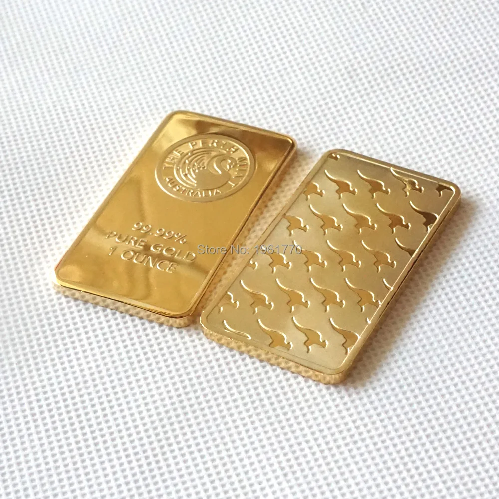 Не магнитный Австралийский кенгуру 1 Oz Перт мятный Золотой бар покрытый 24k