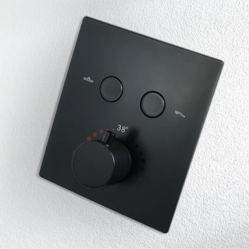 

Concealed Shower Valve Black And White with Pattern Cold Control Switch Wall-in Embedded Constant Temperature Body HIHSPJ141-2